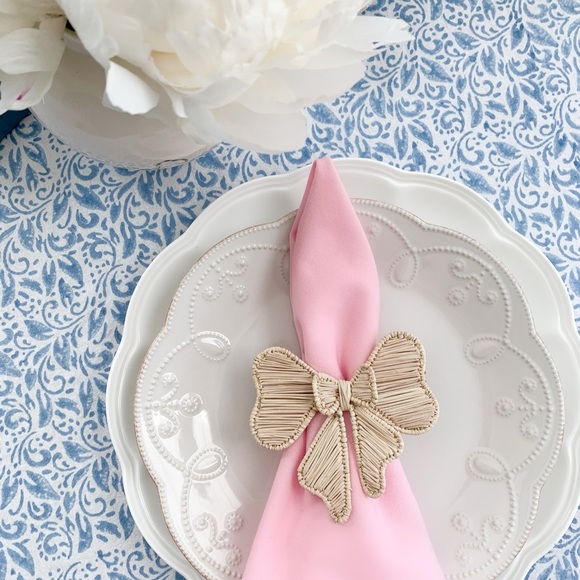 Lenox Other - Pink Napkin with Bow Napkin Ring | Grandmillenial Home Decor by GratefullyJenna